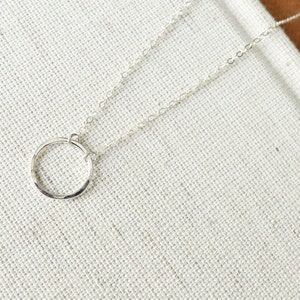 Hammered Circle Necklace Karma Necklace Eternity Necklace Small or Medium Ring Necklace Textured Layering Necklace Sterling Silver image 4