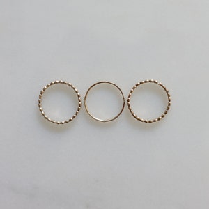 Stacking Rings Set Dainty Dot Stackable Rings Gold or Silver Delicate Hammered Rings Mixed Texture Rings Everyday Minimalist Rings image 7