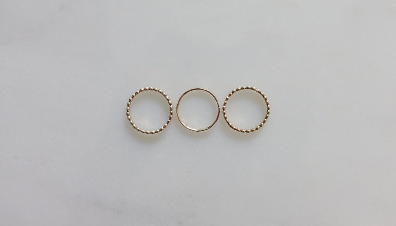 Stacking Rings Set Dainty Dot Stackable Rings Gold or Silver Delicate Hammered Rings Mixed Texture Rings Everyday Minimalist Rings image 7