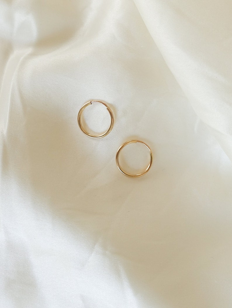 Hoop Earrings Lightweight Endless Hoops Minimalist Earrings Everyday Gold Fill Jewelry Classic Wire Hoop Earrings Continuous Hoop image 8