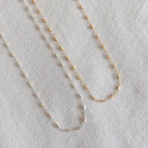 Dainty Layering Chain Tube Bead Chain Delicate Necklace Everyday Necklace Minimalist Necklace Sterling Silver or Gold Fill Choker zdjęcie 4