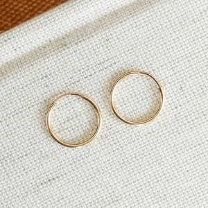 Hoop Earrings Lightweight Endless Hoops Minimalist Earrings Everyday Gold Fill Jewelry Classic Wire Hoop Earrings Continuous Hoop image 10