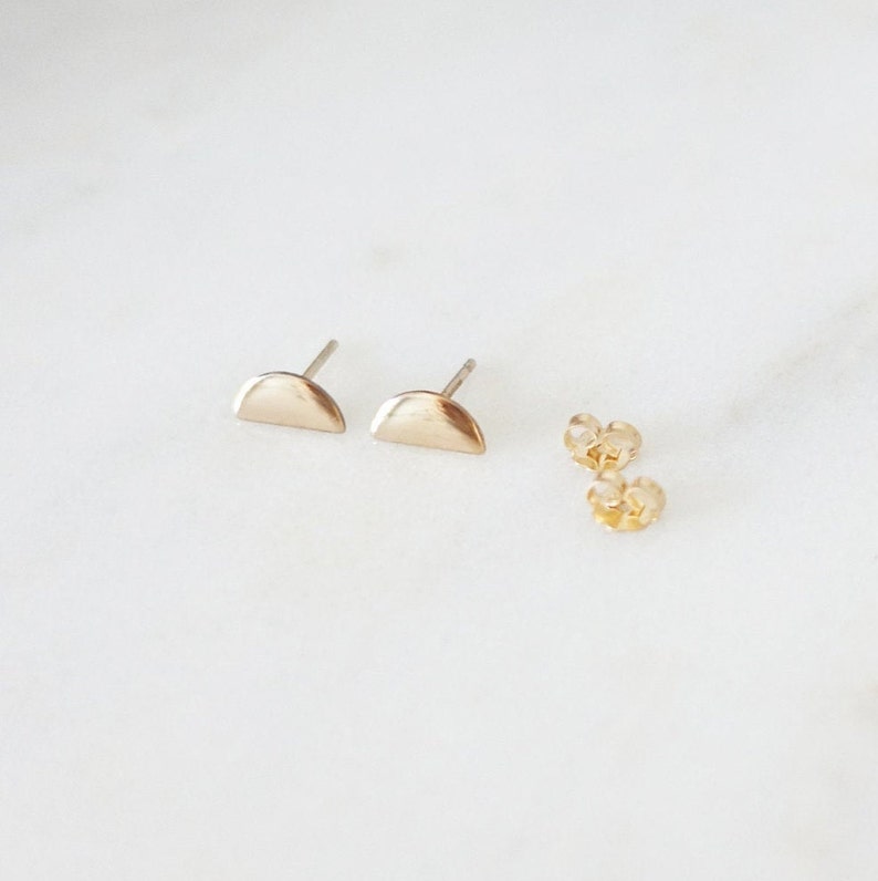 Half Circle Earrings Moon Phase Studs Sterling Silver Gold Filled Studs Modern Studs Simple Geometric Posts Dainty Moon Jewelry image 3