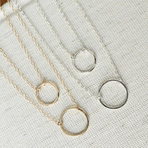 Hammered Circle Necklace Karma Necklace Eternity Necklace Small or Medium Ring Necklace Textured Layering Necklace Sterling Silver image 7