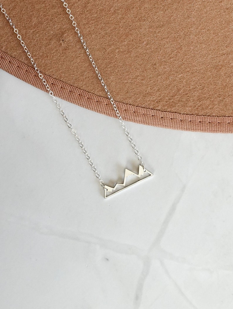 Dainty Mountain Necklace Mountain Range Jewelry Hike Jewelry Gift For Traveler Minimalist Necklace in Sterling Silver Nature Lover image 4