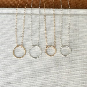 Hammered Circle Necklace Karma Necklace Eternity Necklace Small or Medium Ring Necklace Textured Layering Necklace Sterling Silver image 9