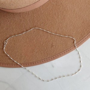 Dainty Layering Chain Tube Bead Chain Delicate Necklace Everyday Necklace Minimalist Necklace Sterling Silver or Gold Fill Choker zdjęcie 8