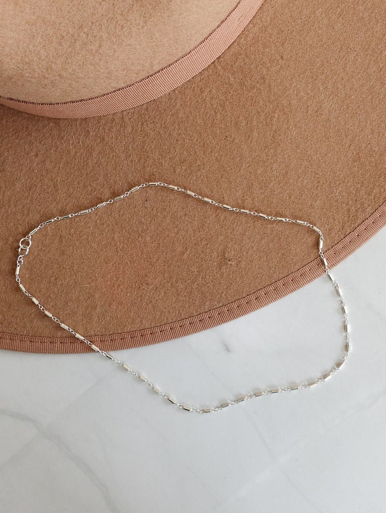 Dainty Layering Chain Tube Bead Chain Delicate Necklace Everyday Necklace Minimalist Necklace Sterling Silver or Gold Fill Choker zdjęcie 8