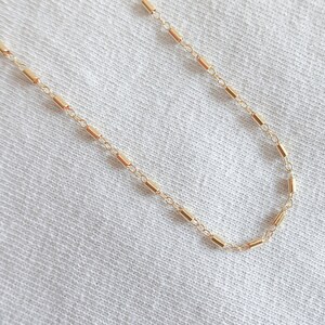 Dainty Layering Chain Tube Bead Chain Delicate Necklace Everyday Necklace Minimalist Necklace Sterling Silver or Gold Fill Choker zdjęcie 10