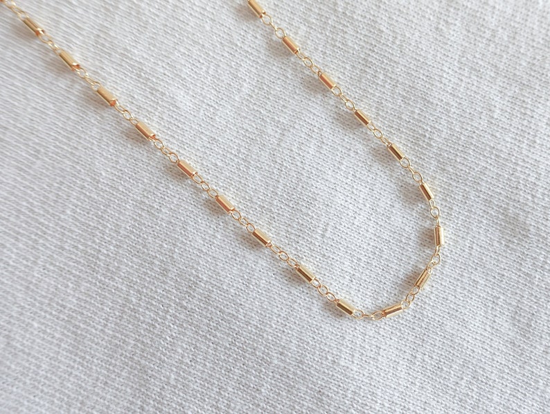 Dainty Layering Chain Tube Bead Chain Delicate Necklace Everyday Necklace Minimalist Necklace Sterling Silver or Gold Fill Choker zdjęcie 10