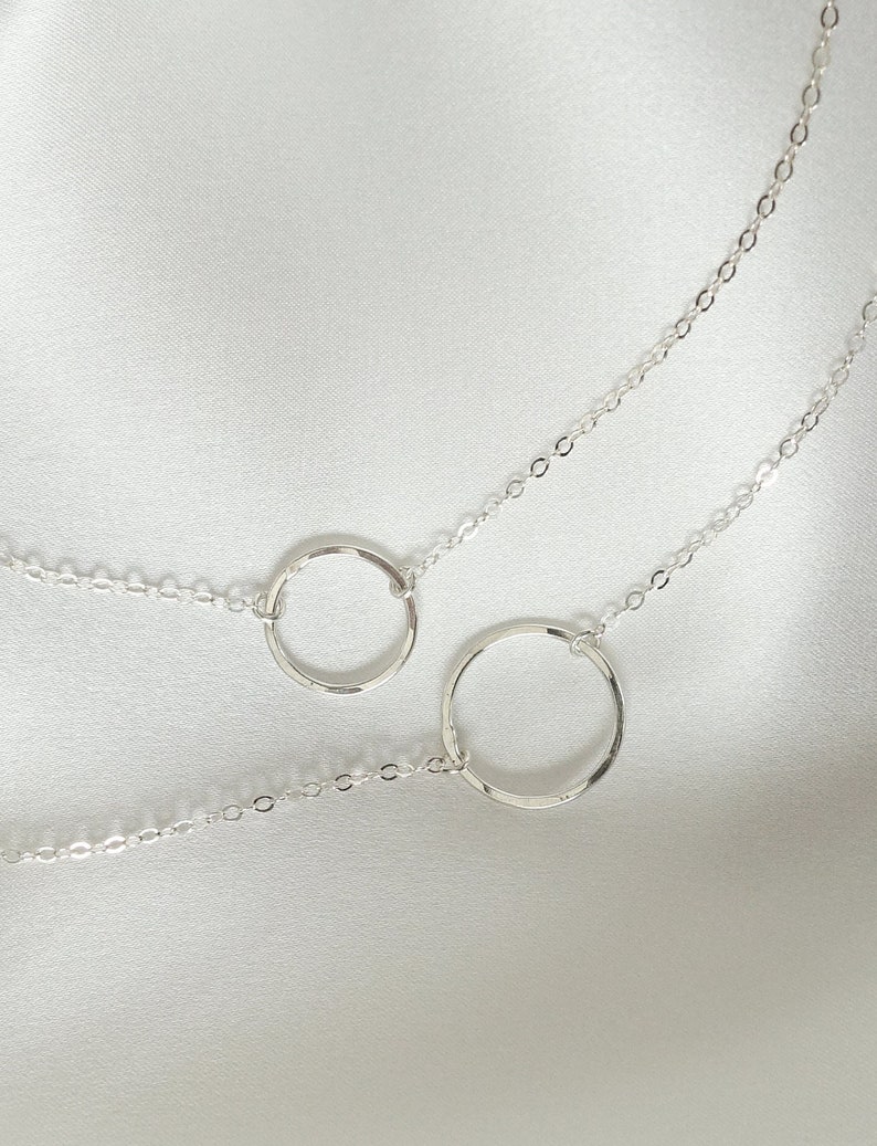 Hammered Circle Necklace Karma Necklace Eternity Necklace Small or Medium Ring Necklace Textured Layering Necklace Sterling Silver image 1