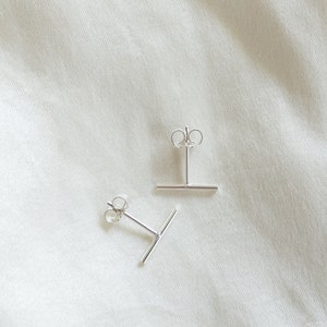 Tiny Bar Earrings Line Earrings Line Posts Simple Staple Post Sterling Silver Gold Fill Minimalist Stack Earring Everyday Wear image 10
