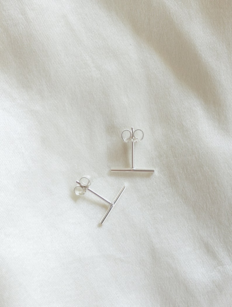 Tiny Bar Earrings Line Earrings Line Posts Simple Staple Post Sterling Silver Gold Fill Minimalist Stack Earring Everyday Wear image 10