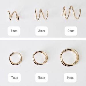 Double Hoop Twist Earrings • 8 mm Two Piercing Earring • Tiny Huggie Hoops • Minimal Spiral Earring • Double Cartilage or Helix Piercing image 4