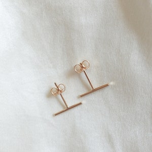 Tiny Bar Earrings Line Earrings Line Posts Simple Staple Post Sterling Silver Gold Fill Minimalist Stack Earring Everyday Wear image 9