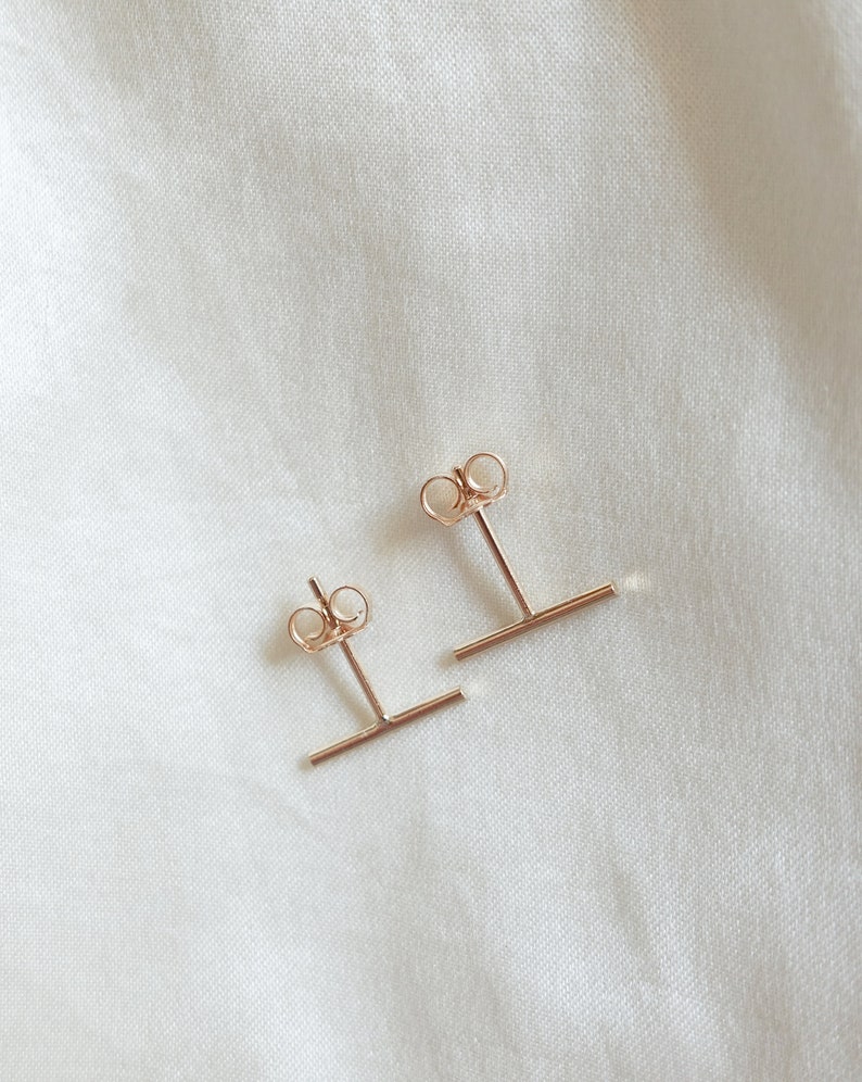 Tiny Bar Earrings Line Earrings Line Posts Simple Staple Post Sterling Silver Gold Fill Minimalist Stack Earring Everyday Wear image 9