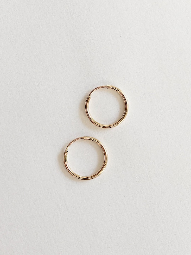 Hoop Earrings Lightweight Endless Hoops Minimalist Earrings Everyday Gold Fill Jewelry Classic Wire Hoop Earrings Continuous Hoop image 4