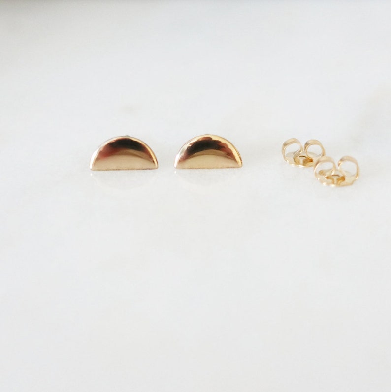 Half Circle Earrings Moon Phase Studs Sterling Silver Gold Filled Studs Modern Studs Simple Geometric Posts Dainty Moon Jewelry image 2