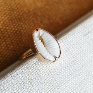 Cowrie Shell Ring • Seashell Jewelry • Gold Fill / Sterling Silver Everyday • Gift for Beach Lover • Ocean Jewelry • Handmade Bezel Ring