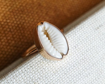 Cowrie Shell Ring • Seashell Jewelry • Gold Fill / Sterling Silver Everyday • Gift for Beach Lover • Ocean Jewelry • Handmade Bezel Ring