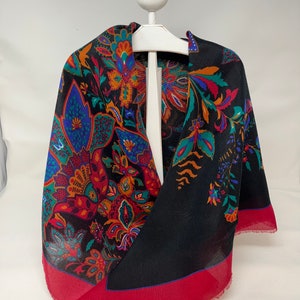 Black and Red Vintage Scarf/Wrap,