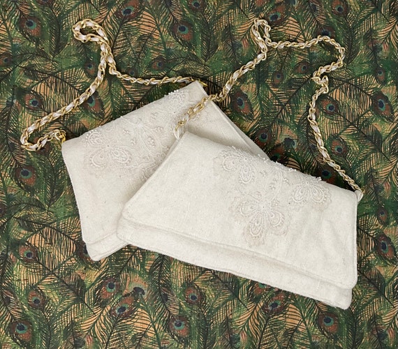 Communion Vintage Lace /& Raw Silk Purse Occasion Wedding