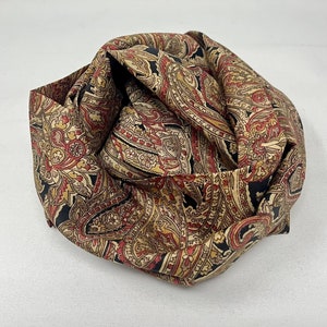 Small Circular Handmade Silk Scarf from preloved vintage sari, sustainable fashion, recycled silk.
