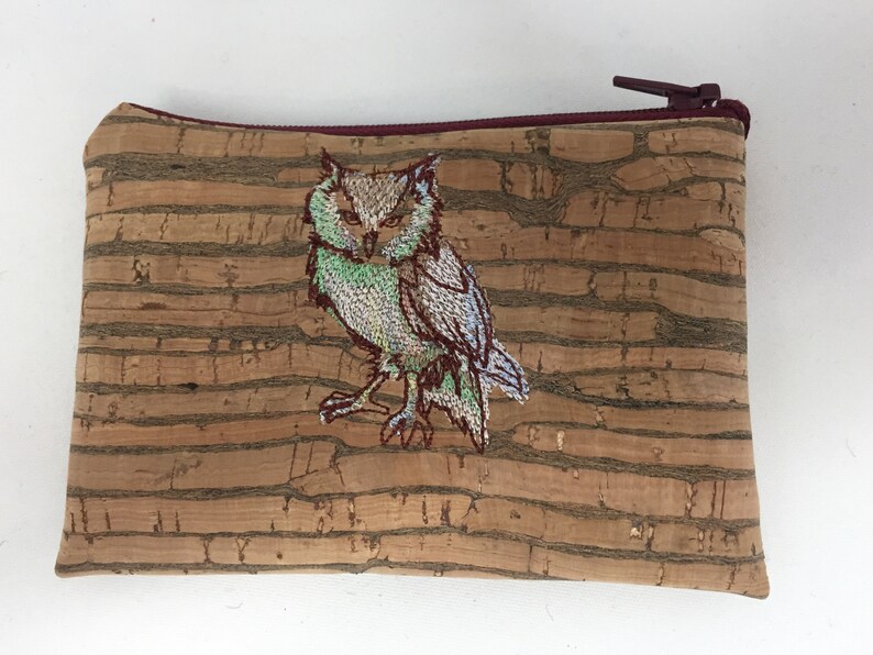 poodle Portugese Cork Coin Purse floral or embroidered bird owl giraffe