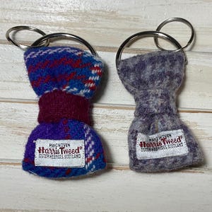 Porte-clés avec noeud en tweed Harris, porte-clés écossais, breloque de sac à main faite main