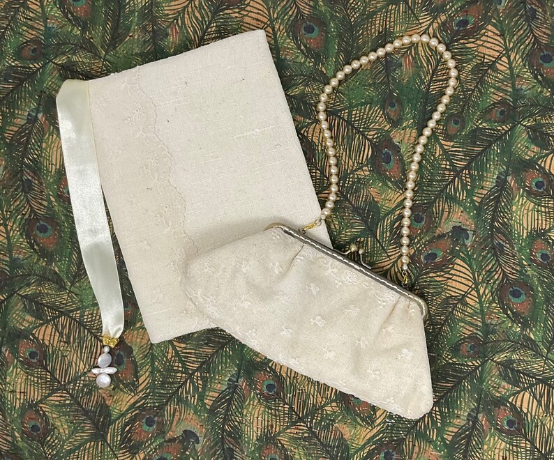 Communion Vintage Lace /& Raw Silk Purse Occasion Wedding