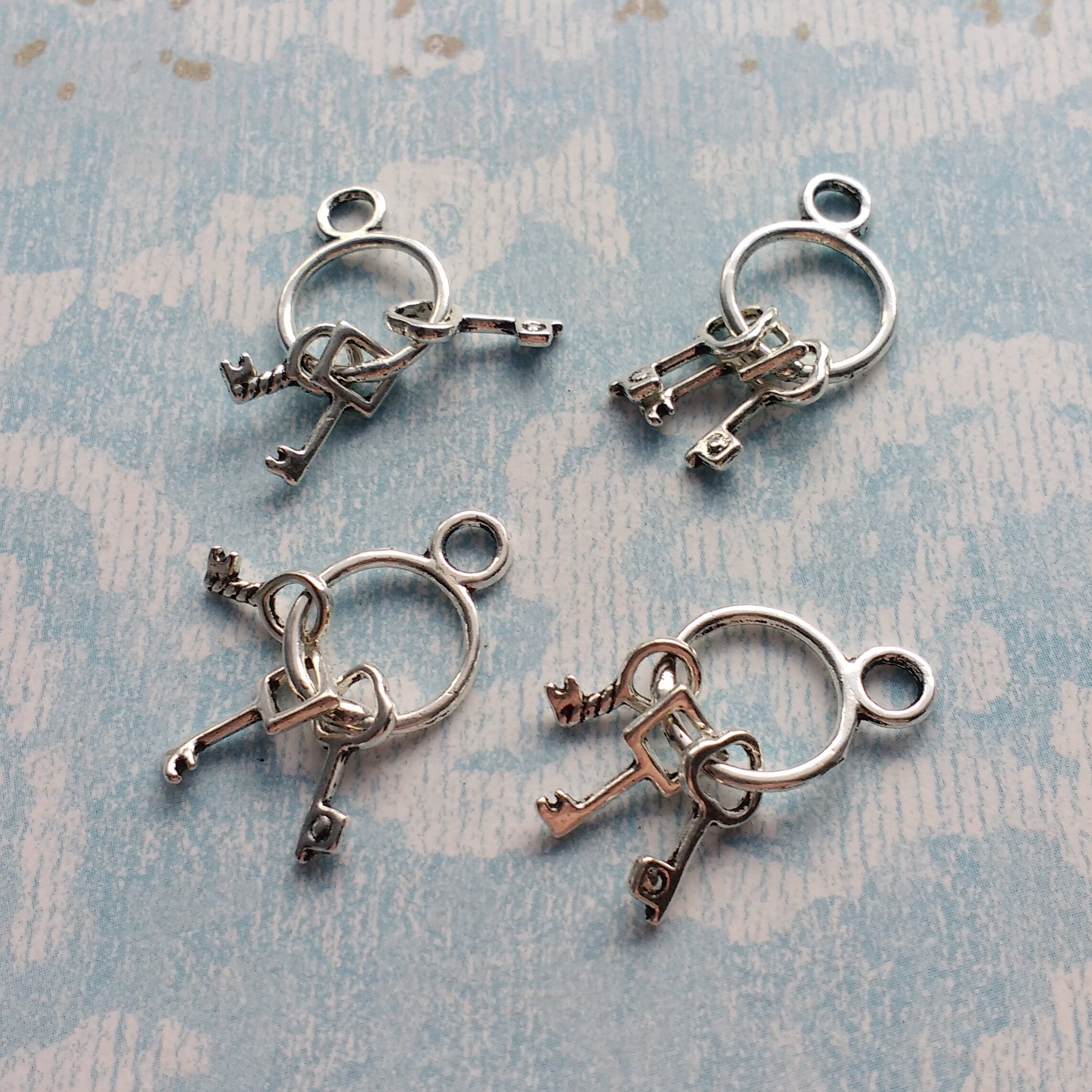 4 Bunch of Keys Charms Silver Key Ring with Keys Charm Etsy