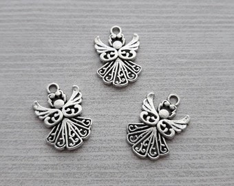 10 Angel Charms Antique Silver - CS3380