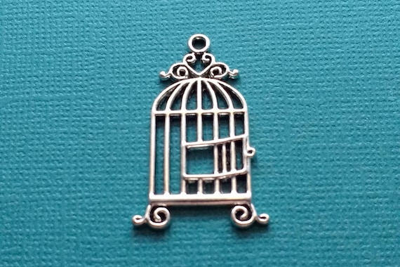 5 Charms Cage Doiseau En Argent Breloque Cage à Oiseau Porte Ouverte Cs3007