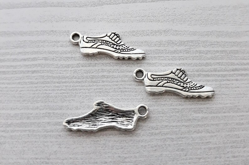 4 or 20 Running Shoe Charms Antique Silver Athletic Shoe Charm Etsy
