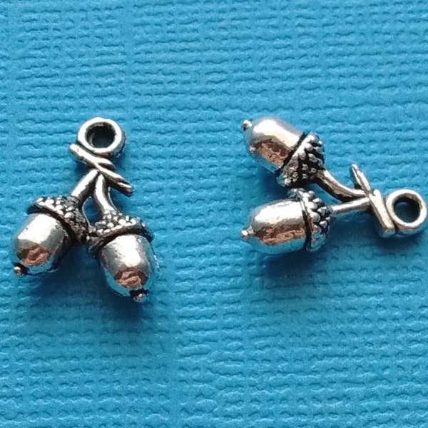 10 Acorns Charms Silver Double Acorns Charm - CS2489