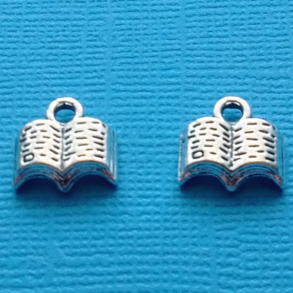 10 Book Charms Silver Opened Little Book Charm - CS2368
