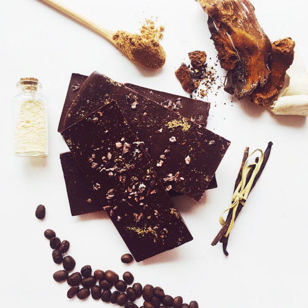 Maca-chaga latte |  Botanical Chocolate  |  Vegan  |
