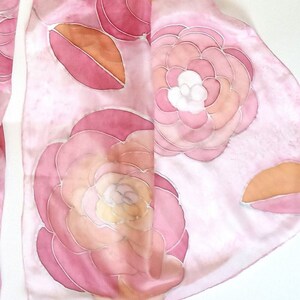 Elegant Silk Scarf Hand Painted,  silver, red, pink, yellow,  Birthday gift, Special gift for her, Designer scarves, 140x40 cm