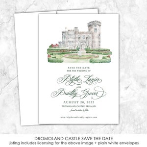 Dromoland Castle Save the Date, Estate Venue Save the Date, Castle, Custom Venue, Watercolor Painting, Custom Watercolor, Ireland, Irish