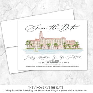 The Vinoy Save the Date, Florida Venue Save the Date, Custom Venue, Watercolor Painting, Custom Watercolor