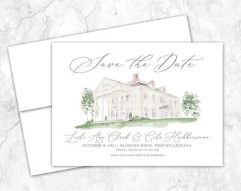 Westglow Resort Save the Date, Venue Save the Date, Custom Venue, Watercolor Painting, Custom Watercolor