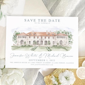 The Armour House Watercolor Venue Save the Date