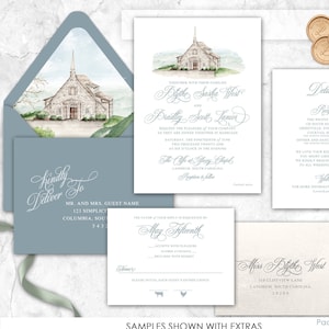 The Cliffs at Glassy Chapel Wedding Invitation, Landrum, South Carolina, custom venue wedding invitation, Venue wedding invitation