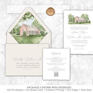 Whitefield Chapel Wedding Invitation, Savannah, Georgia, watercolor venue wedding invitations