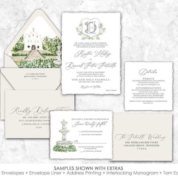 One and Only Palmilla Wedding Invitation, Mexico, Cabo San Lucas, San Jose Del Cabo, venue wedding invitation, custom painted wedding venue