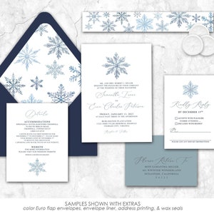 Watercolor Snowflake Wedding Invitations, winter wedding, wedding invites, wedding invitation, winter, dusty blue