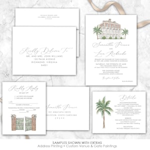 The Gadsden Wedding Invitation, custom venue wedding invitation, South Carolina, custom painted wedding venue