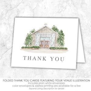 Venue Folded Thank You Card, wedding thank you