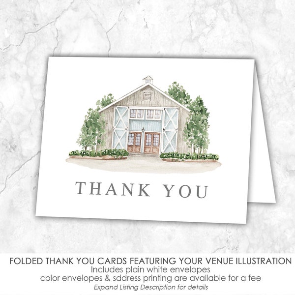 Venue Folded Thank You Card, wedding thank you