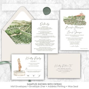 Viansa Winery, Vineyard Wedding Invitation, custom venue wedding invitation, vineyard wedding, Sonoma, Napa, Temecula, Tuscany, wine country